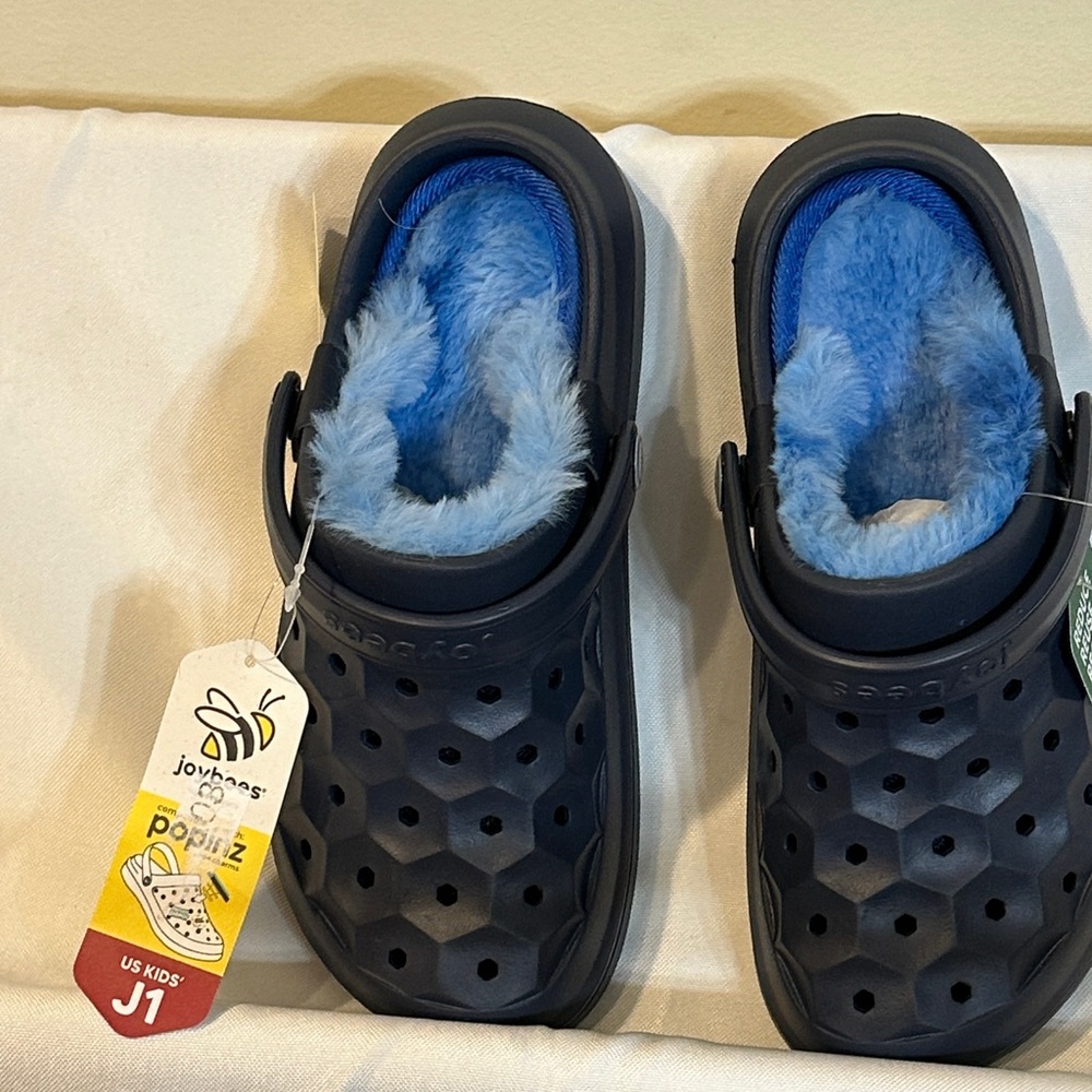 Joybees Kids' Navy Slippers with Blue Lining